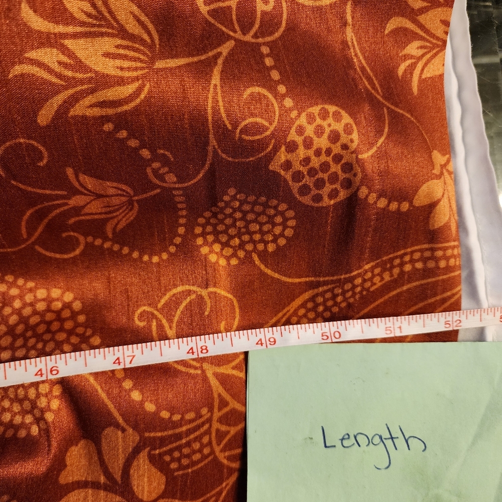 Eshakti Burnt Orange Floral Print Banded High Waist Pleated Taffeta Midi Skirt - Picture 13 of 16